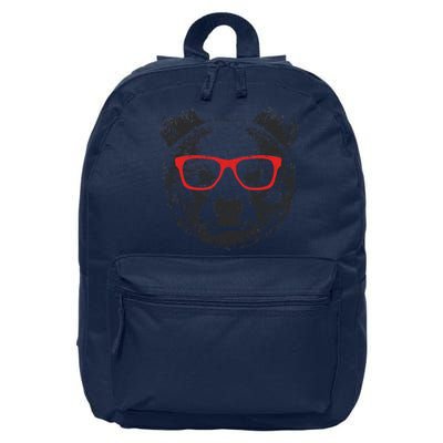 Portrait of Bear with glasses 16 in Basic Backpack