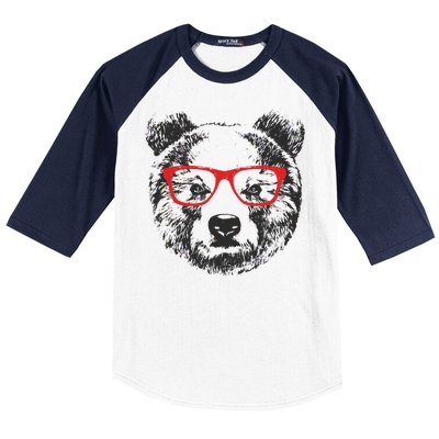 Portrait of Bear with glasses Baseball Sleeve Shirt