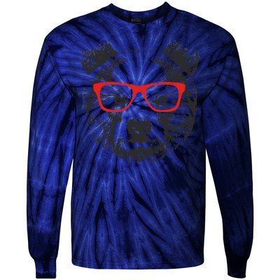 Portrait of Bear with glasses Tie-Dye Long Sleeve Shirt