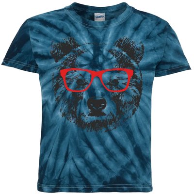 Portrait of Bear with glasses Kids Tie-Dye T-Shirt