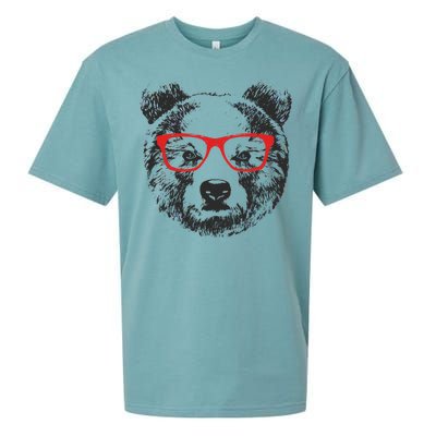 Portrait of Bear with glasses Sueded Cloud Jersey T-Shirt