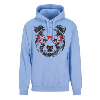 Portrait of Bear with glasses Unisex Surf Hoodie