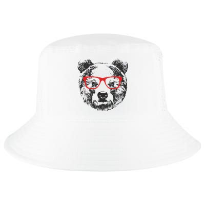 Portrait of Bear with glasses Cool Comfort Performance Bucket Hat