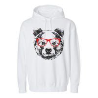 Portrait of Bear with glasses Garment-Dyed Fleece Hoodie