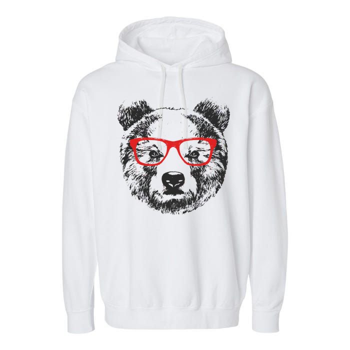 Portrait of Bear with glasses Garment-Dyed Fleece Hoodie