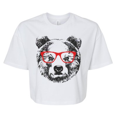 Portrait of Bear with glasses Bella+Canvas Jersey Crop Tee