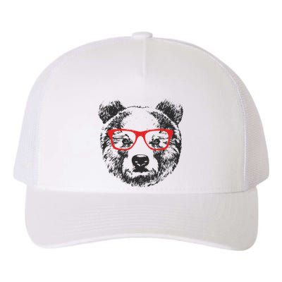 Portrait of Bear with glasses Yupoong Adult 5-Panel Trucker Hat