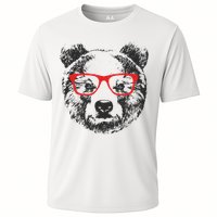 Portrait of Bear with glasses Cooling Performance Crew T-Shirt