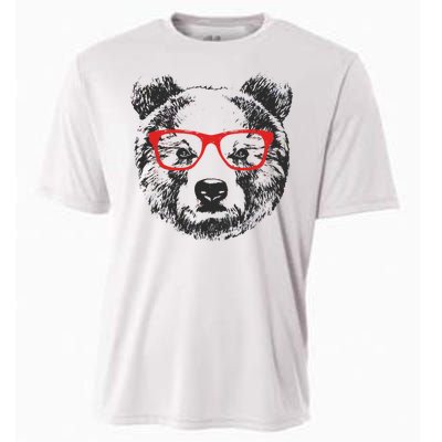 Portrait of Bear with glasses Cooling Performance Crew T-Shirt