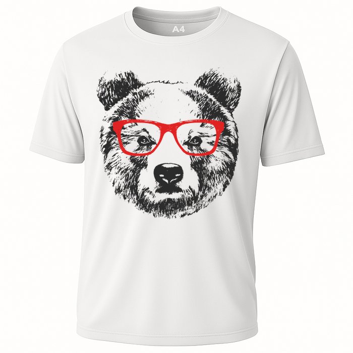 Portrait of Bear with glasses Cooling Performance Crew T-Shirt