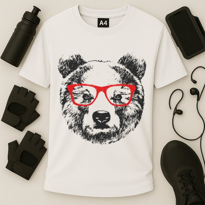 Portrait of Bear with glasses Cooling Performance Crew T-Shirt