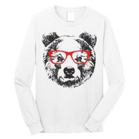 Portrait of Bear with glasses Long Sleeve Shirt