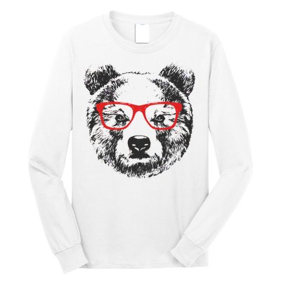 Portrait of Bear with glasses Long Sleeve Shirt