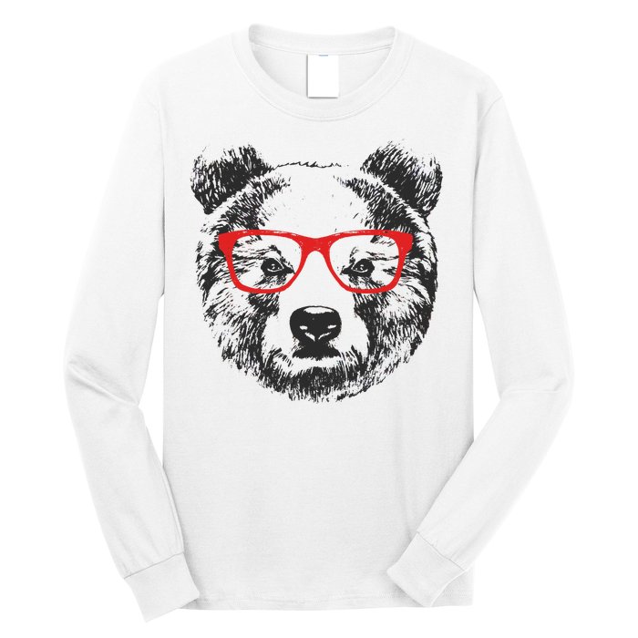 Portrait of Bear with glasses Long Sleeve Shirt