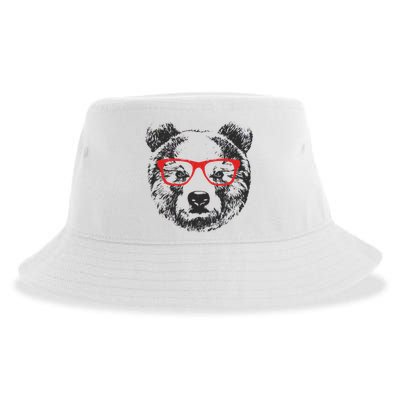 Portrait of Bear with glasses Sustainable Bucket Hat