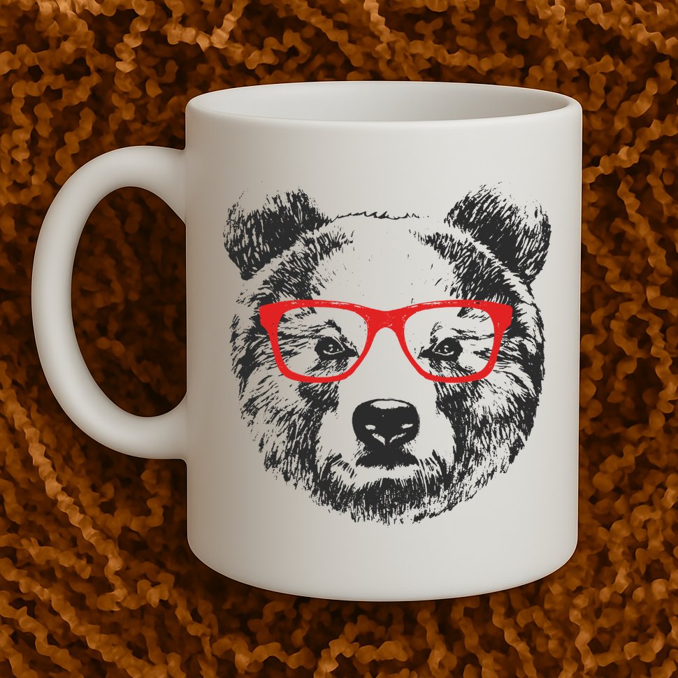 Portrait of Bear with glasses Mug