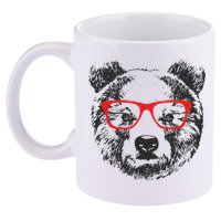 Portrait of Bear with glasses 11oz C Handle Ceramic Mug