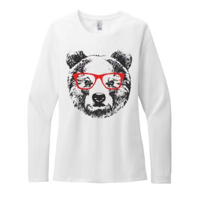 Portrait of Bear with glasses Womens CVC Long Sleeve Shirt