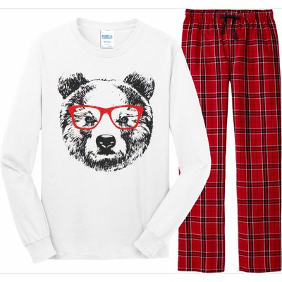 Portrait of Bear with glasses Long Sleeve Pajama Set