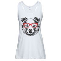 Portrait of Bear with glasses Ladies Essential Flowy Tank