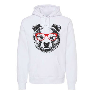 Portrait of Bear with glasses Premium Hoodie