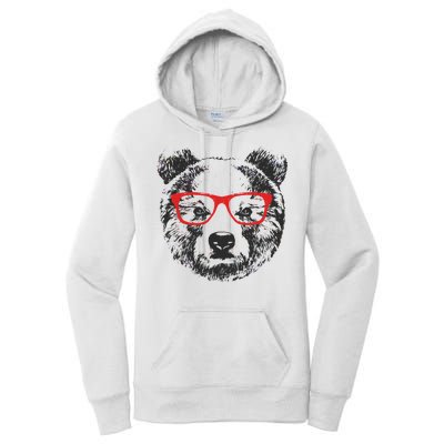 Portrait of Bear with glasses Women's Pullover Hoodie