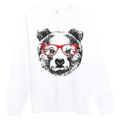 Portrait of Bear with glasses Premium Crewneck Sweatshirt