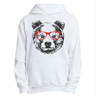 Portrait of Bear with glasses Urban Pullover Hoodie