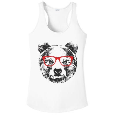 Portrait of Bear with glasses Ladies PosiCharge Competitor Racerback Tank