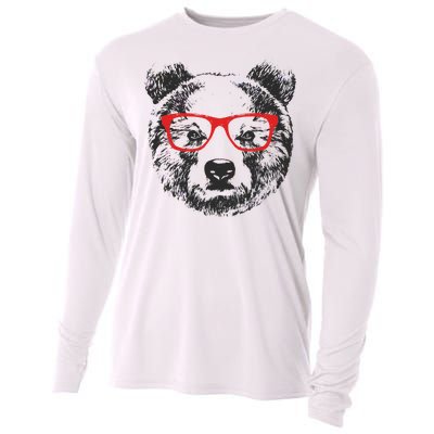 Portrait of Bear with glasses Cooling Performance Long Sleeve Crew