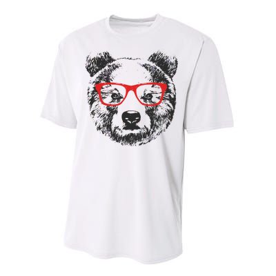 Portrait of Bear with glasses Performance Sprint T-Shirt