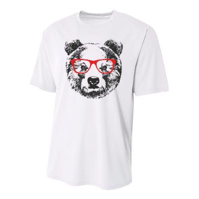 Portrait of Bear with glasses Youth Performance Sprint T-Shirt