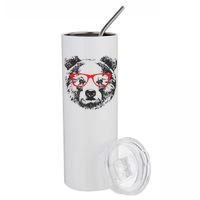 Portrait of Bear with glasses Stainless Steel Tumbler