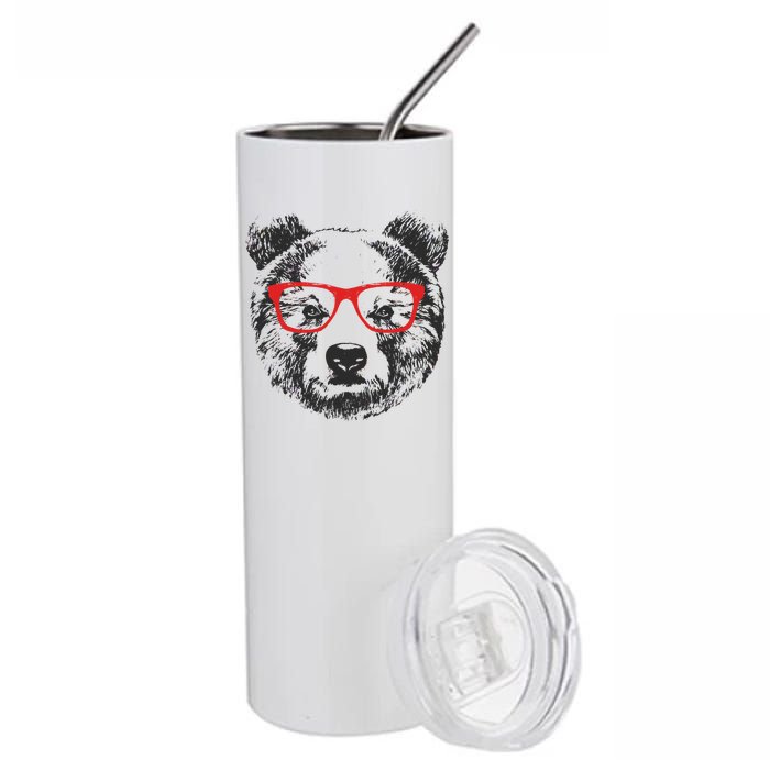 Portrait of Bear with glasses Stainless Steel Tumbler