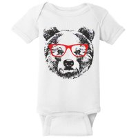 Portrait of Bear with glasses Baby Bodysuit