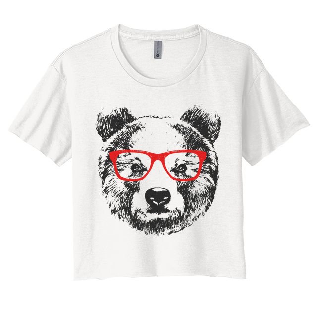 Portrait of Bear with glasses Crop Top