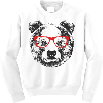 Portrait of Bear with glasses Kids Sweatshirt