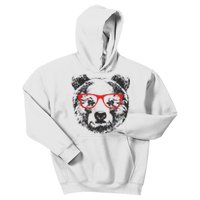 Portrait of Bear with glasses Kids Hoodie