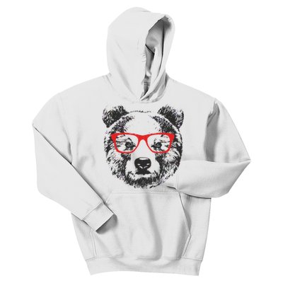 Portrait of Bear with glasses Kids Hoodie