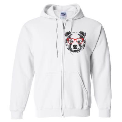 Portrait of Bear with glasses Full Zip Hoodie