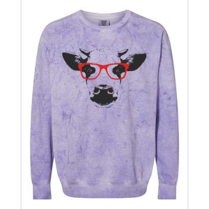 Portrait of Cow with glasses Colorblast Crewneck Sweatshirt