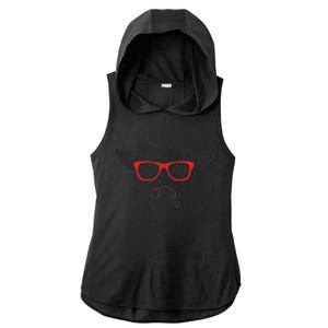 Portrait of Cow with glasses Ladies PosiCharge Tri-Blend Wicking Draft Hoodie Tank