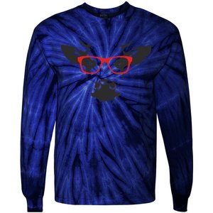 Portrait of Cow with glasses Tie-Dye Long Sleeve Shirt