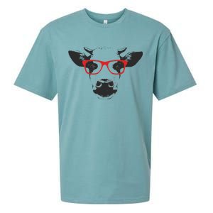 Portrait of Cow with glasses Sueded Cloud Jersey T-Shirt