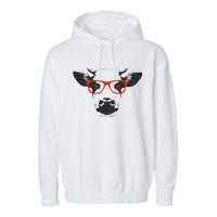 Portrait of Cow with glasses Garment-Dyed Fleece Hoodie