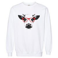 Portrait of Cow with glasses Garment-Dyed Sweatshirt