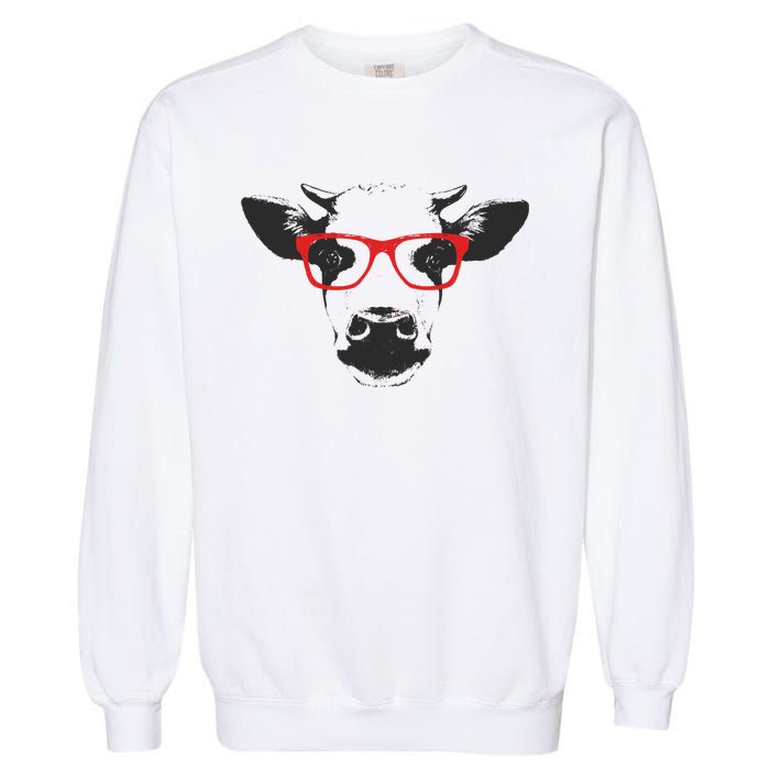 Portrait of Cow with glasses Garment-Dyed Sweatshirt