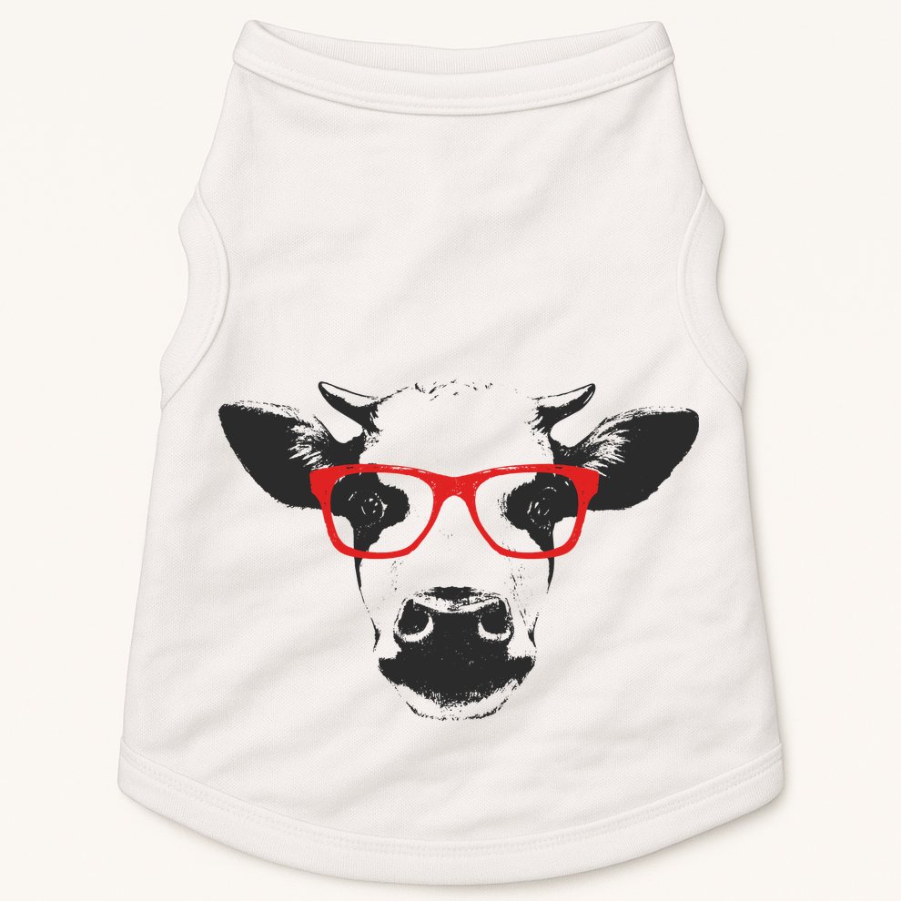 Portrait of Cow with glasses Doggie Tank