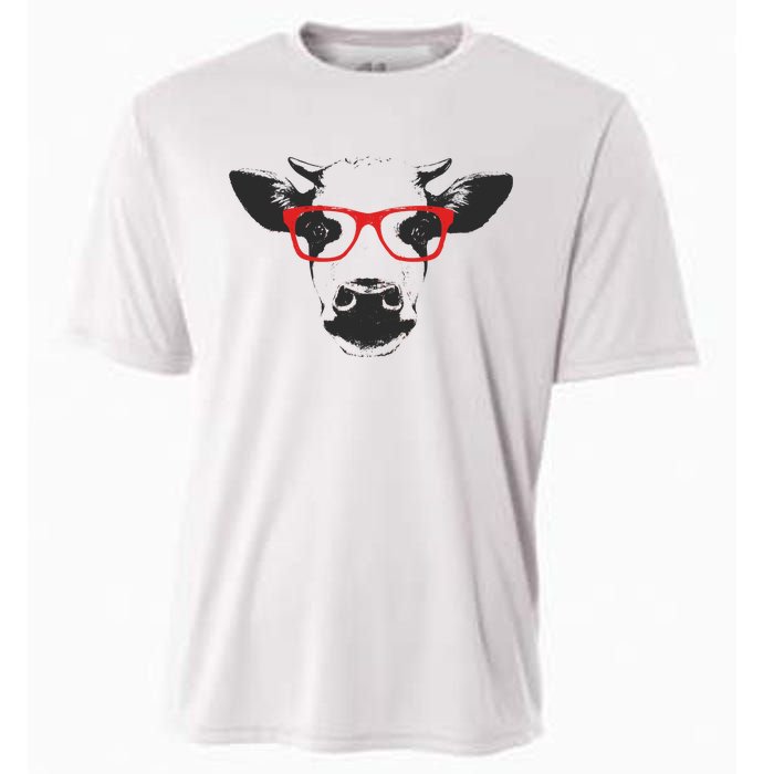 Portrait of Cow with glasses Cooling Performance Crew T-Shirt