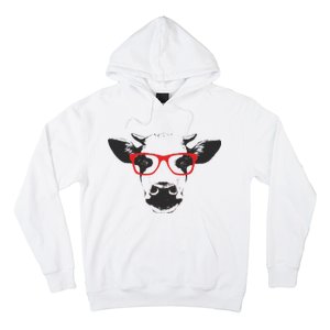 Portrait of Cow with glasses Hoodie